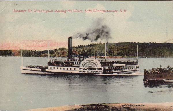 Lake Winnipesaukee Wharf 8/" x 10/" 1906 Steamer Mount Washington Weirs
